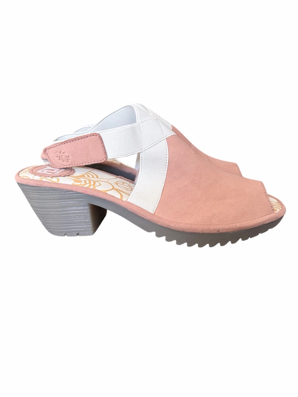 Fly London Wato Peep Toe Slingback Sandals Leather size 39 US 8-8.5 Tan Sand